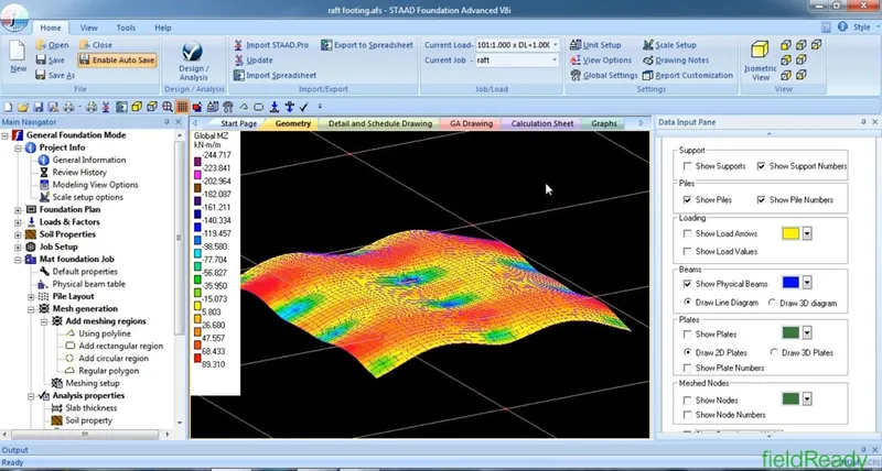 STAAD Foundation Advanced: raft analysis contours